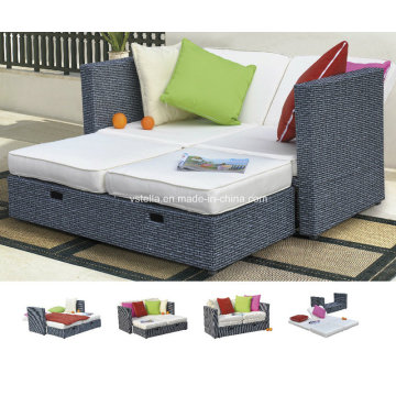 Chaise Lounge Retrátil Outdoor Patio Garden Rattan Daybed